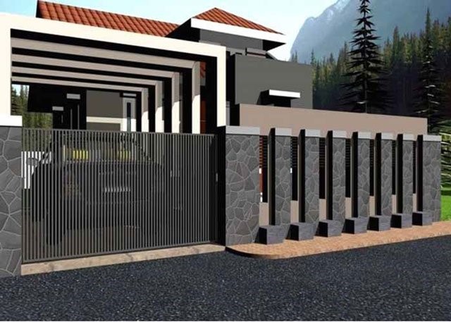 pagar besi vertikal untuk rumah dengan gaya minimalis